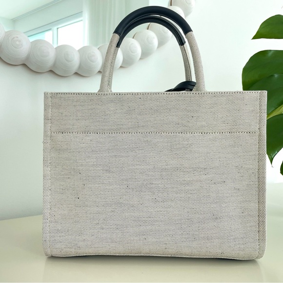 VERSACE Logo Small 2way Tote Shoulder Bag Canvas Leather Gray - Picture 5 of 15